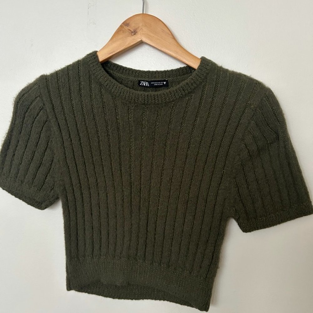 Zara Knit Crop Top - Olive Green